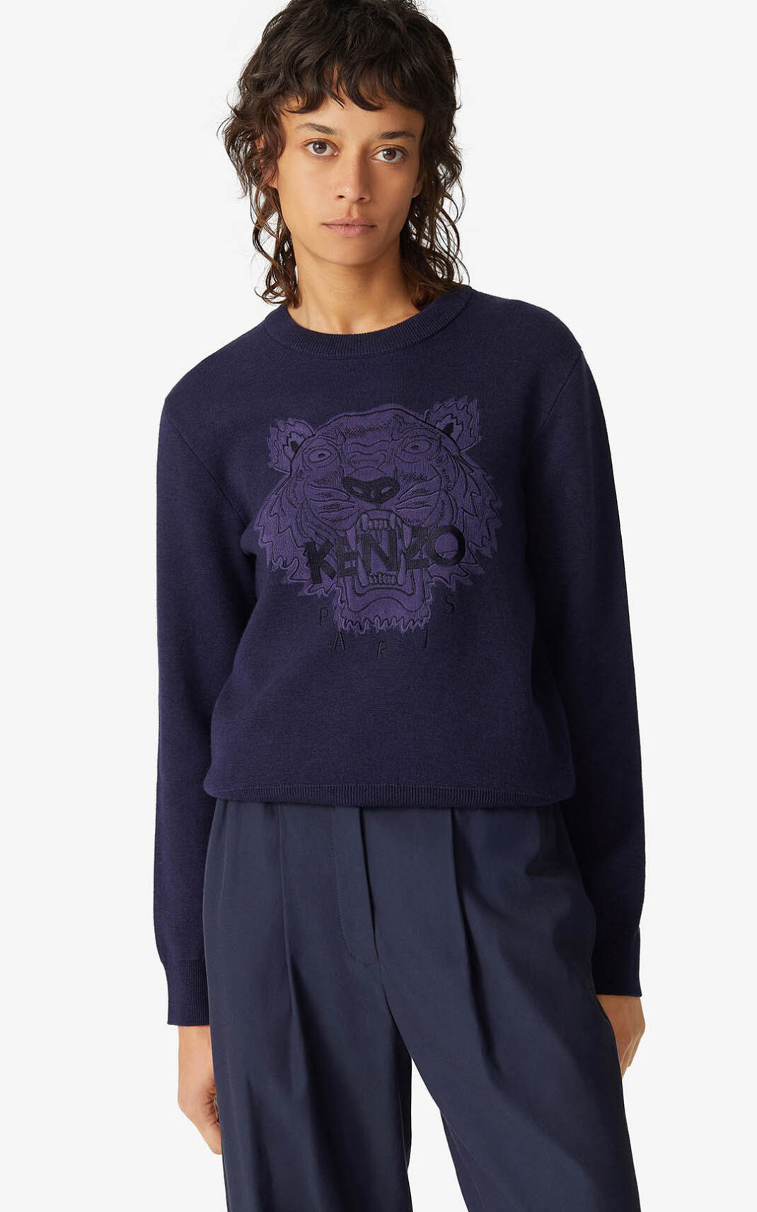 Pull Kenzo Tiger Femme Bleu Marine Bleu | VJUR-28476